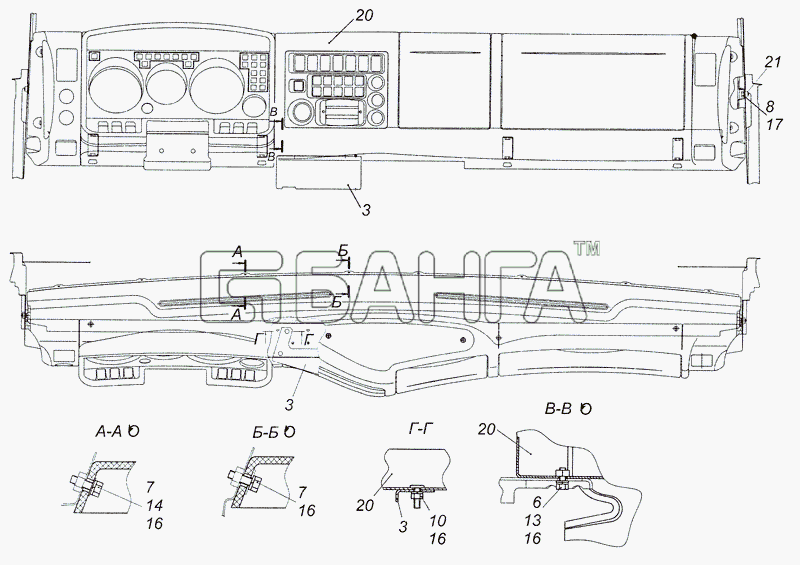 КамАЗ КамАЗ-4308 (2008) Схема 4308-5300023 Установка панели